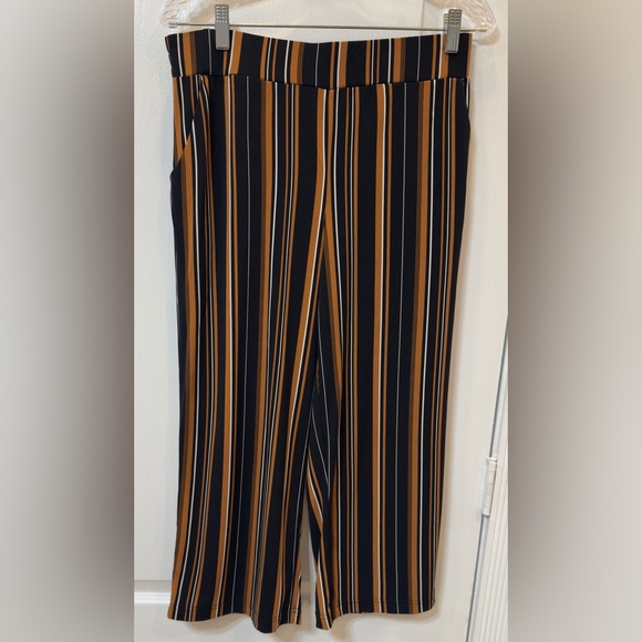 Maurices Pants - Maurice’s Dress Elasticized Striped Black and Brown Women's Jumpsuit Medium